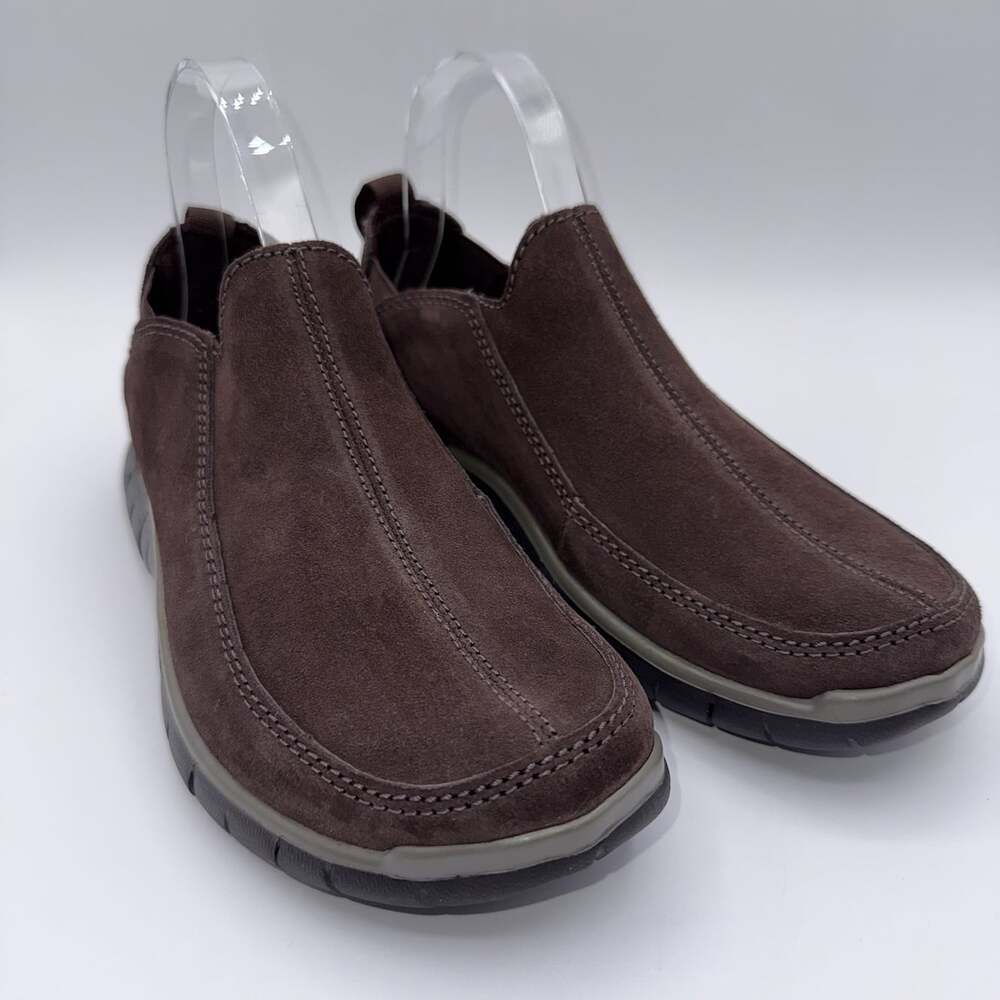 Lands’ End Women’s 7 Brown Suede Leather Slip On Walking Shoes Loafers NEW